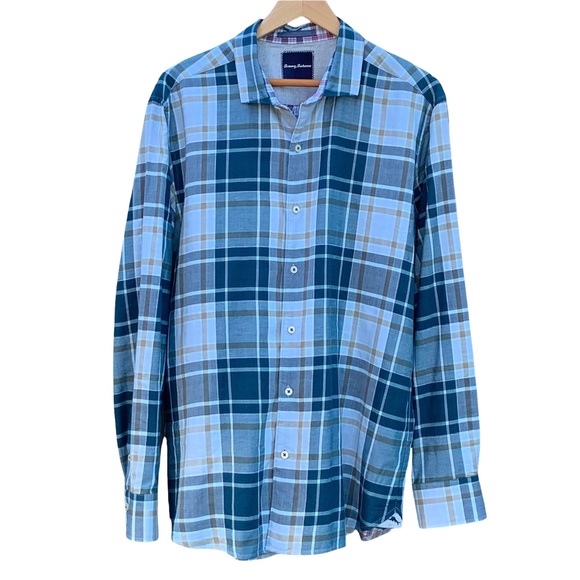 Tommy Bahama Other - TOMMY BAHAMA Men's Cotton Silk Lined Blue Teal Multi Plaid Long Sleeve Shirt L